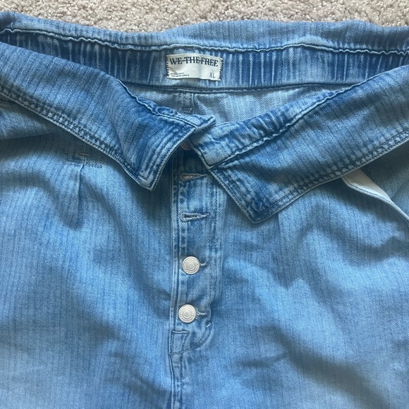 We the Free Noah Foldover Harem Pants Jeans Railroad Stripe Pleating Size XL - Picture 10 of 11